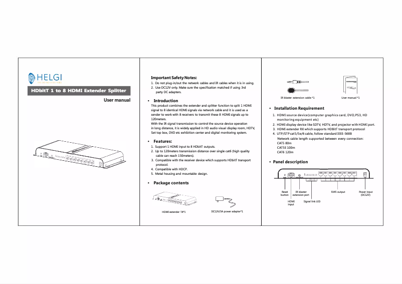 Page 1 of the manual User Manual HELGI HLG0318-4K-HDBITT