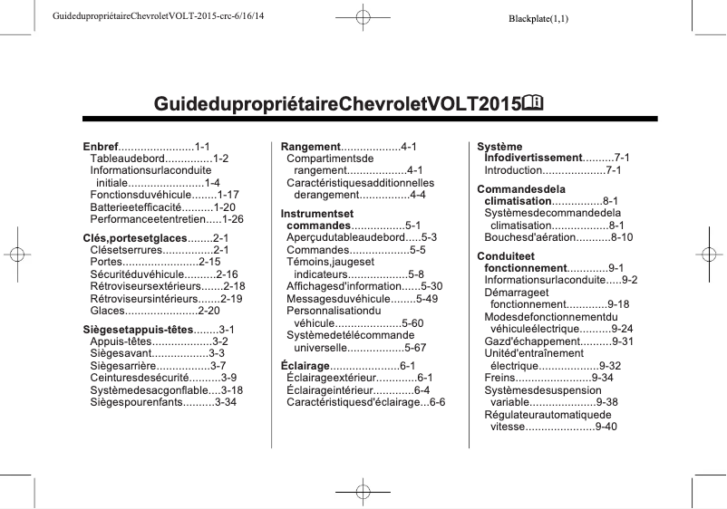 Page 1 of the manual User Manual Chevrolet Volt (2015)