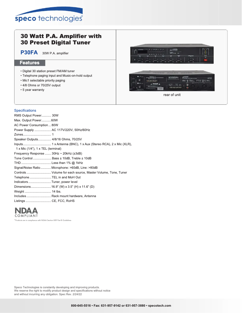First page image of the manual for P30FA