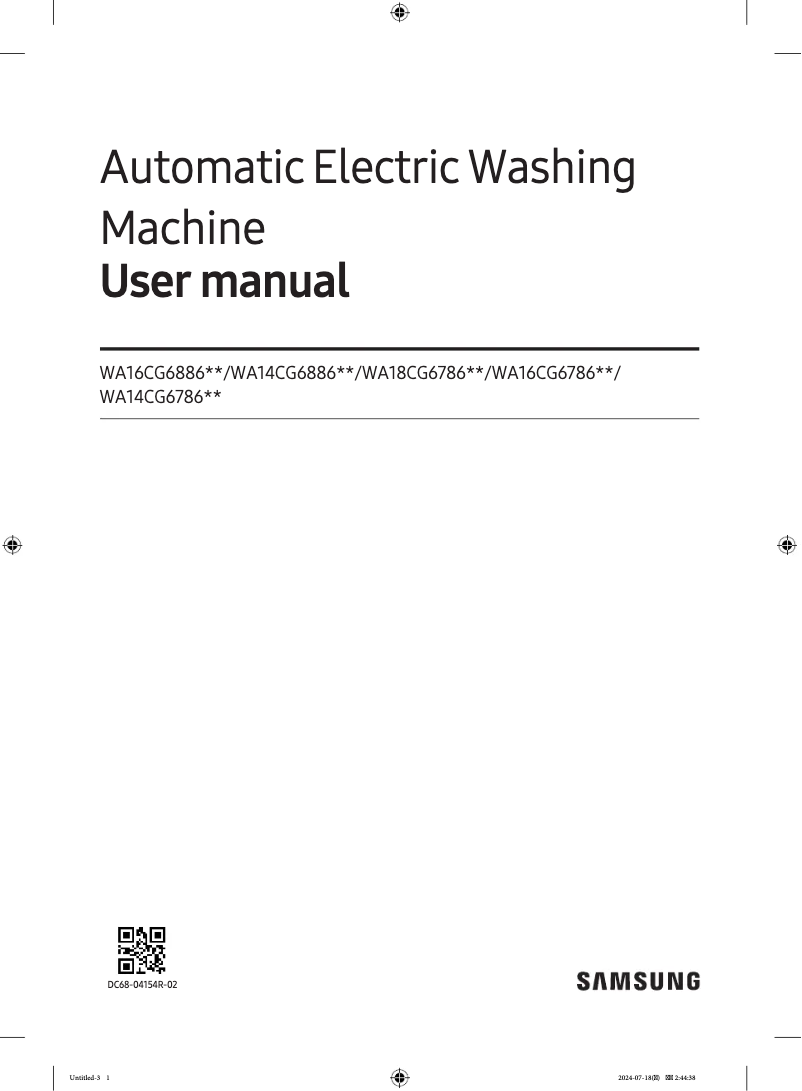 Page 1 of the manual User Manual Samsung WA16CG6786BV