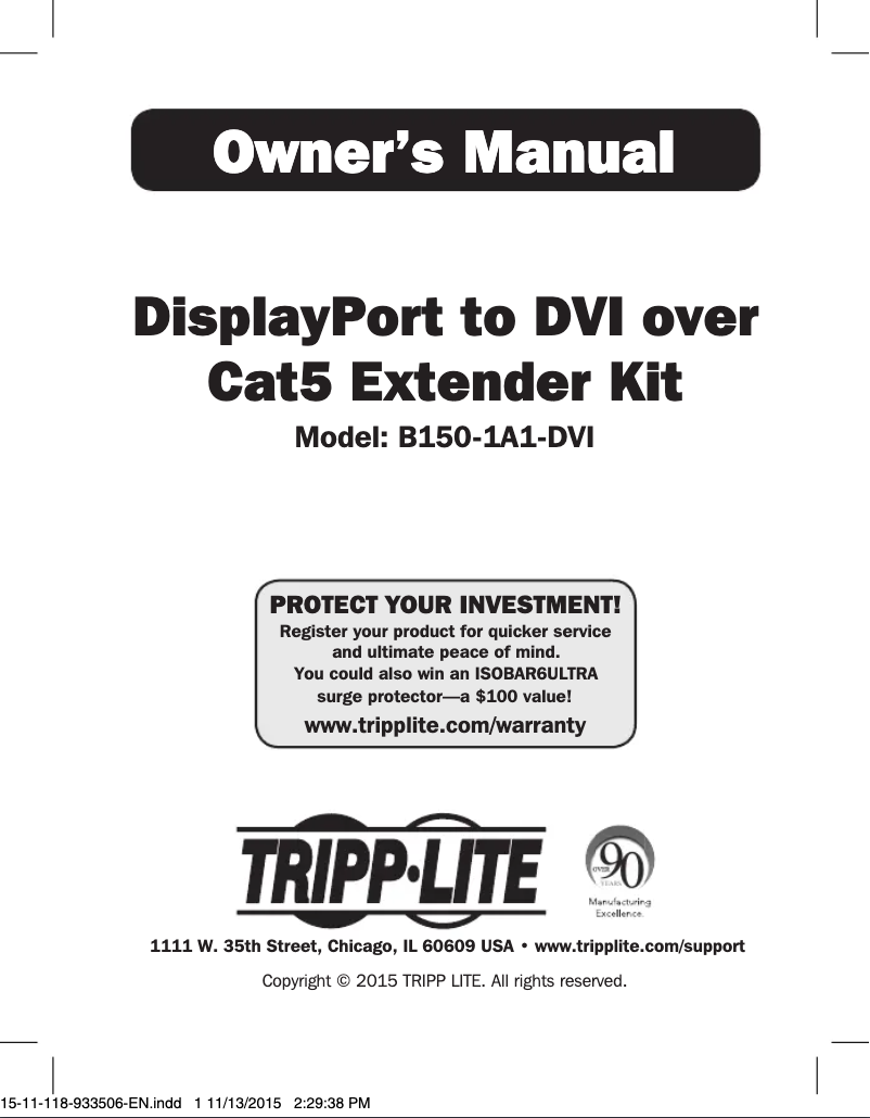 First page image of the manual for B150-1A1-DVI