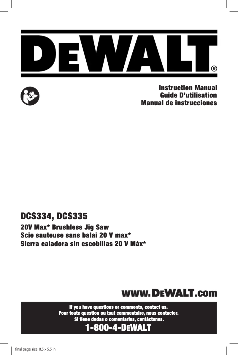 Page 1 of the manual User Manual DeWalt DW318G