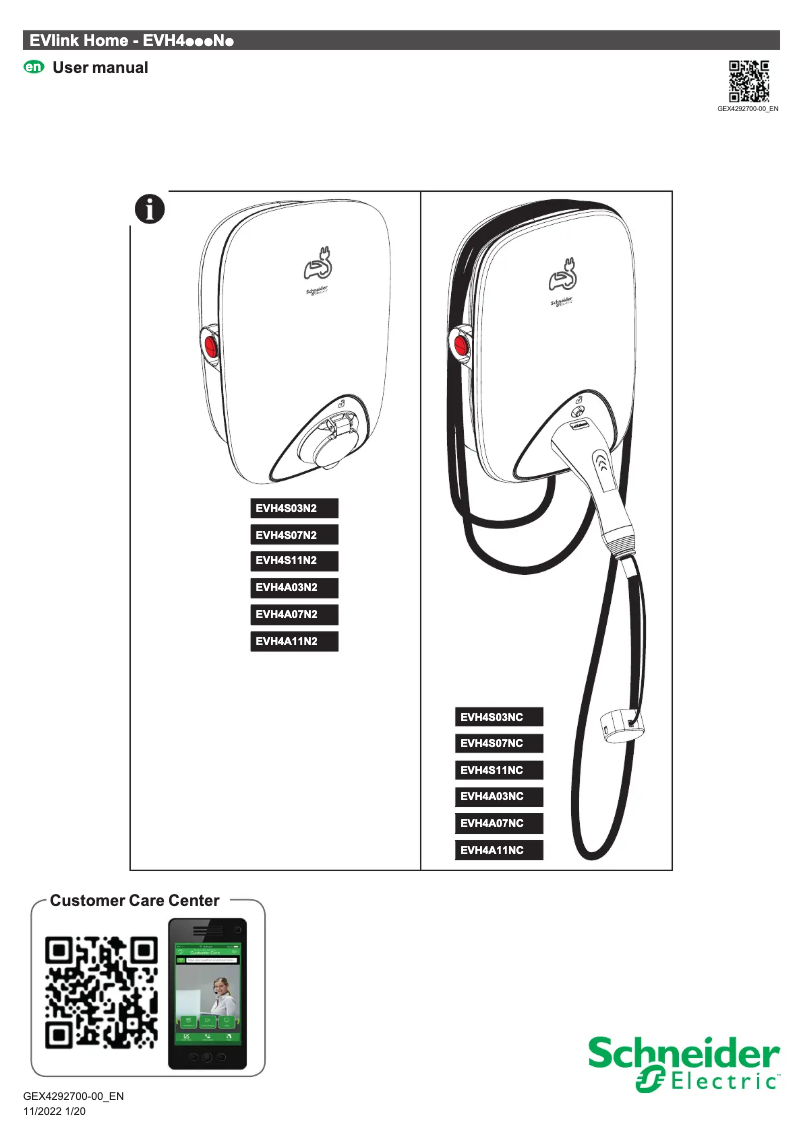 First page image of the manual for EVH4S03NC