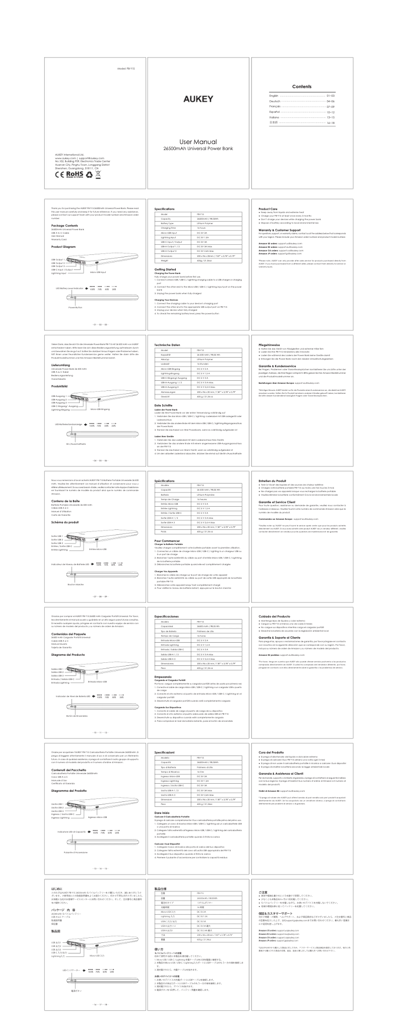 Image de la première page du manuel de l'appareil PB-Y15