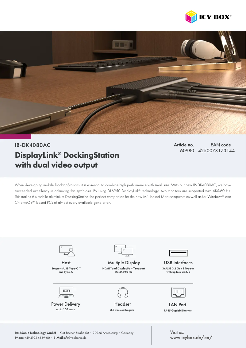 First page image of the manual for IB-DK4080AC