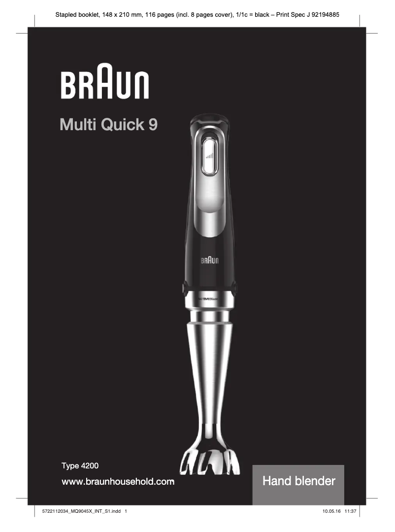Page 1 of the manual User Manual Braun Multiquick 9 MQ 9045X