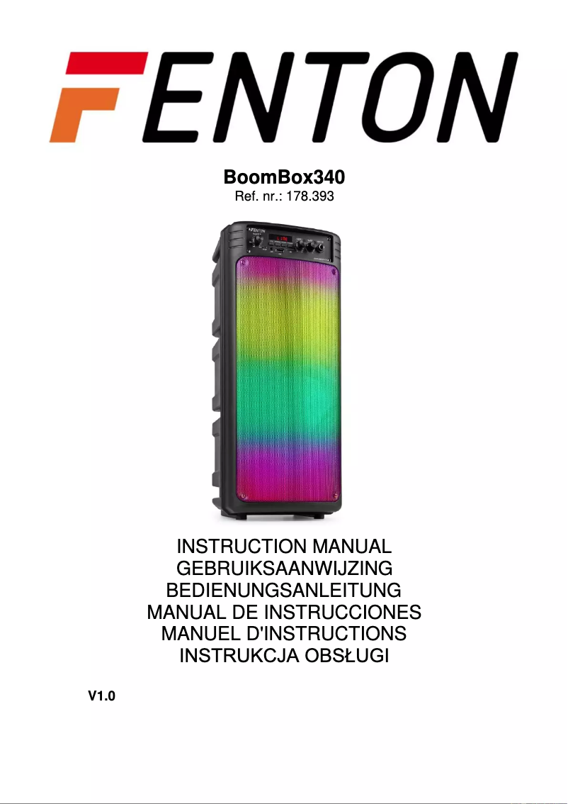 First page image of the manual for BoomBox340