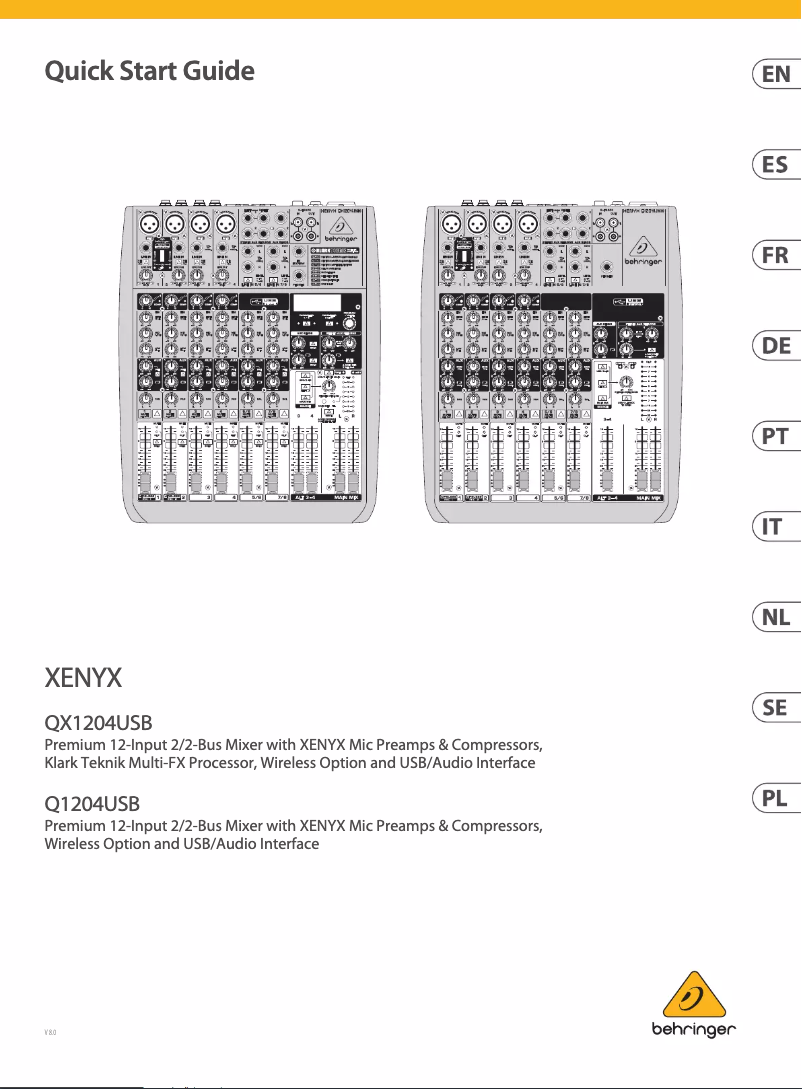 Page 1 of the manual Quick Start Guide Behringer QX1204USB