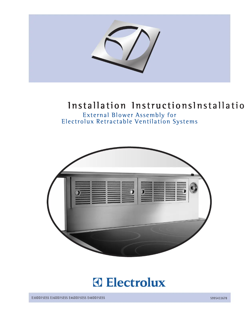 Page 1 of the manual Installation Guide Electrolux E36DD75ESS