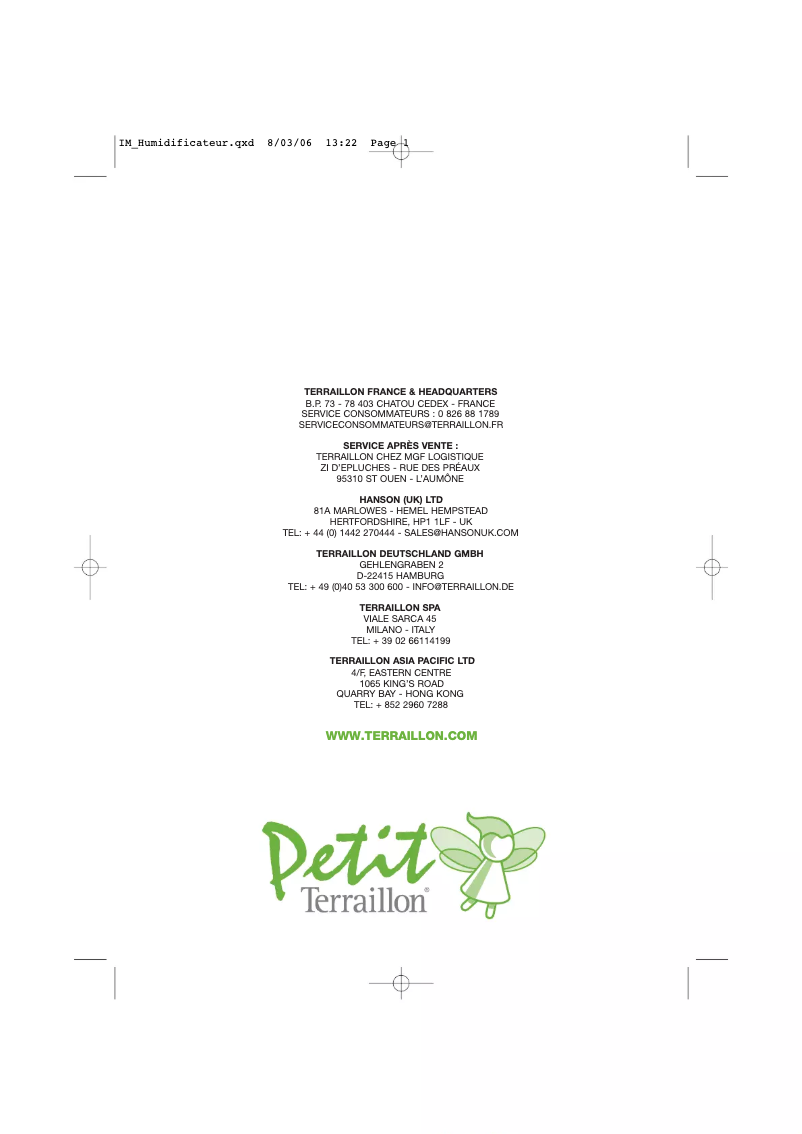 Page 1 of the manual User Manual Terraillon Petit