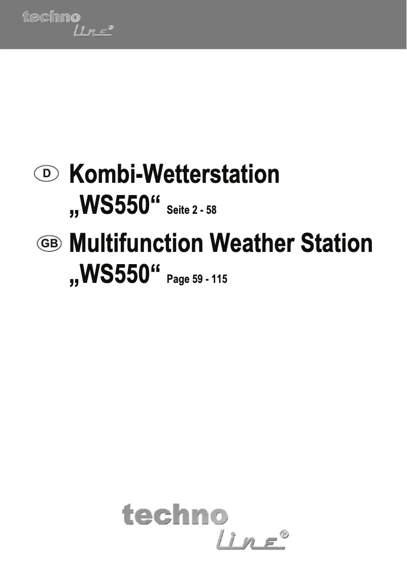 Page 1 of the manual User Manual Techno Line WS 550