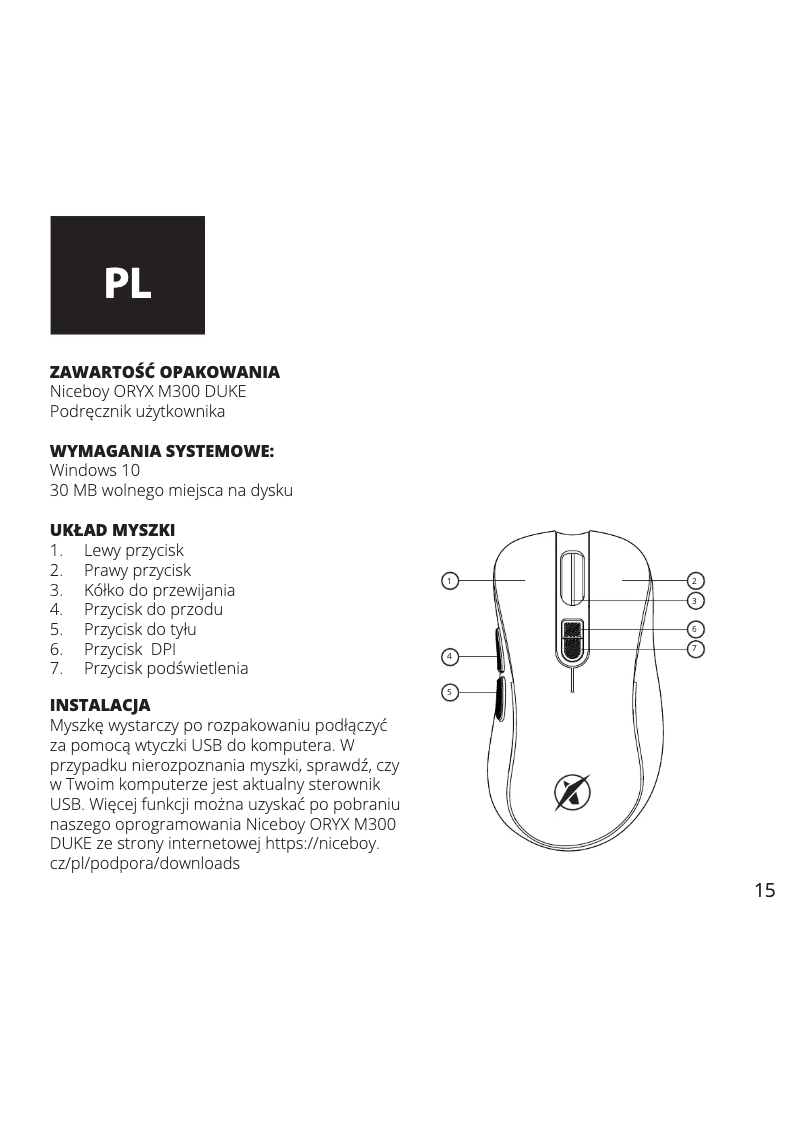 First page image of the manual for ORYX M300 Duke