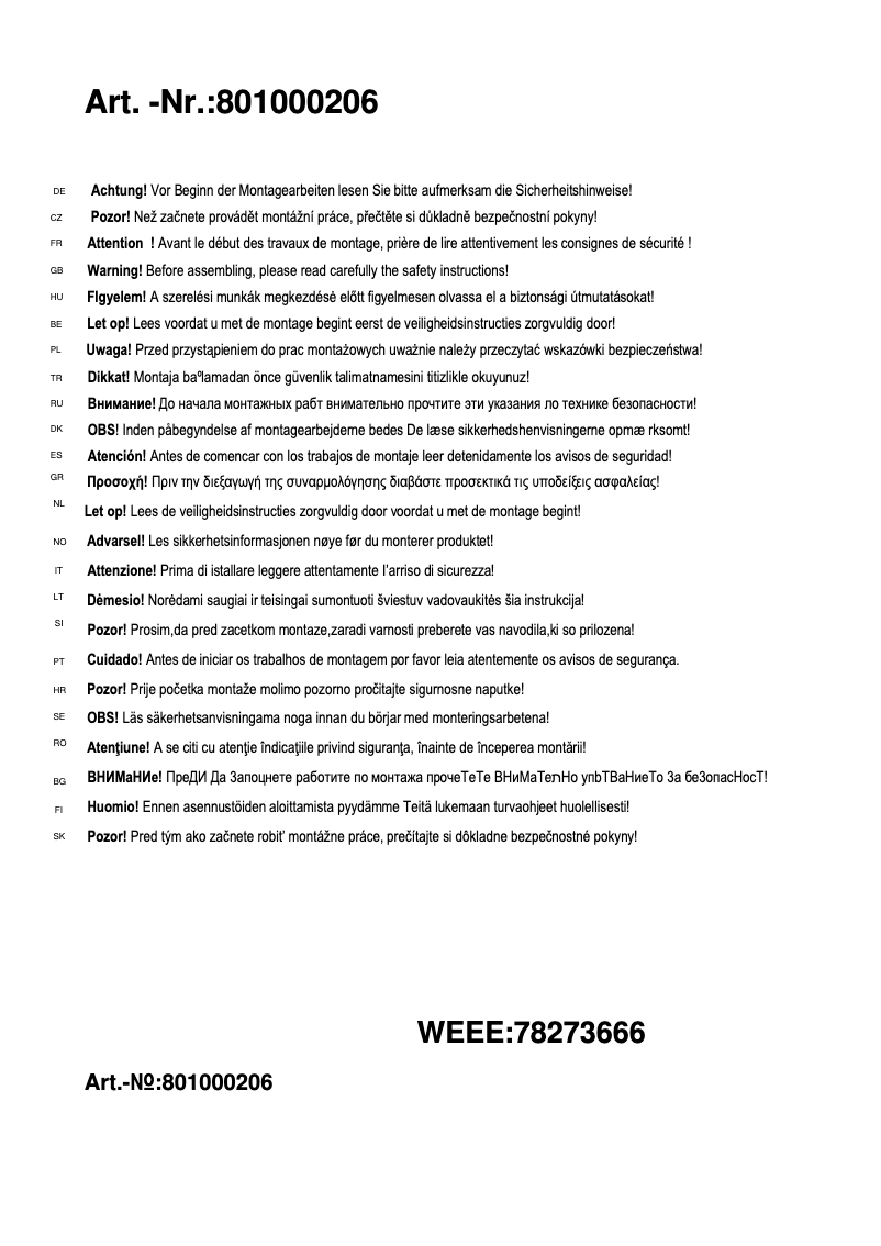 First page image of the manual for Morrison 801000206