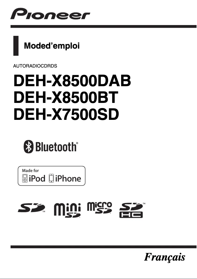 First page image of the manual for DEH-X8500BT