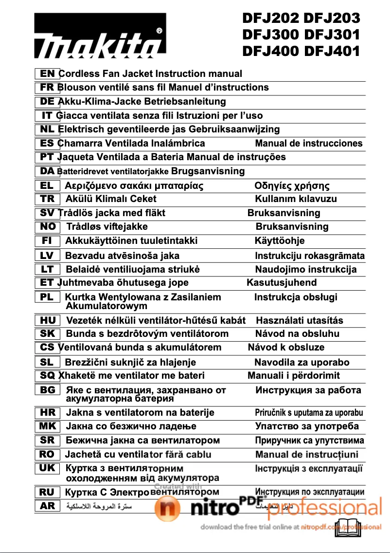 First page image of the manual for DFJ401Z