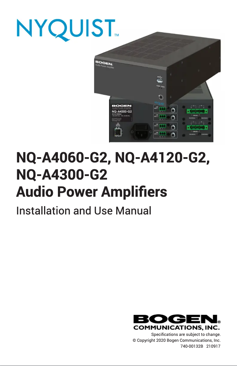 First page image of the manual for Nyquist NQ-A4120-G2