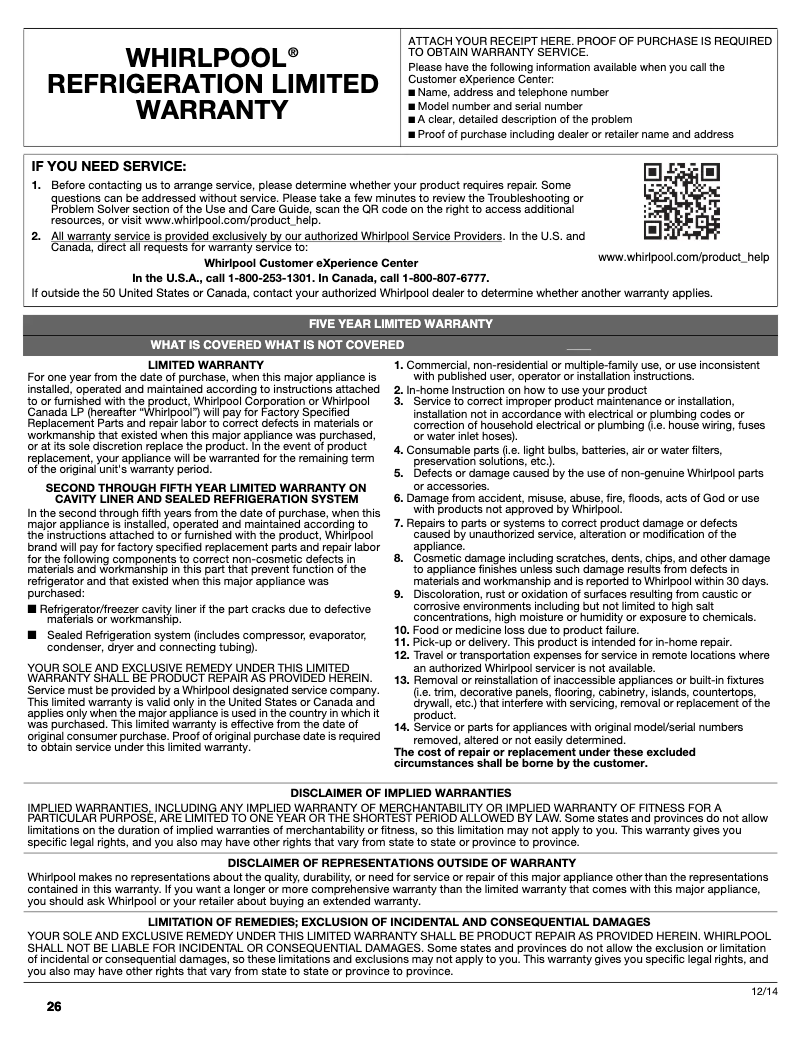 First page image of the manual for WRS970CID