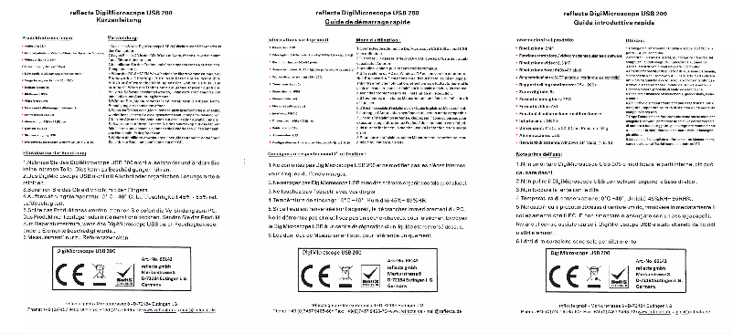 First page image of the manual for DigiMicroscope USB 200