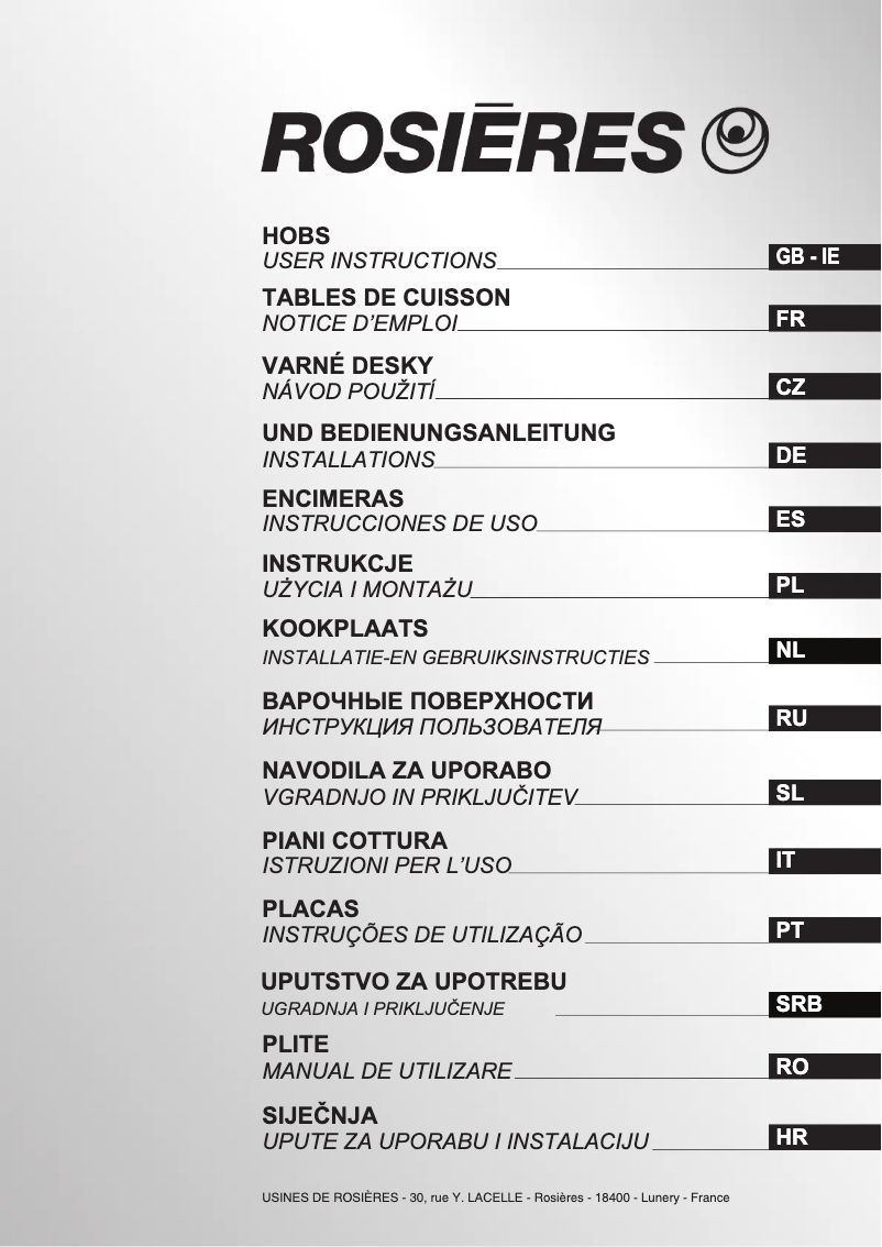 First page image of the manual for RGV 64 TFB