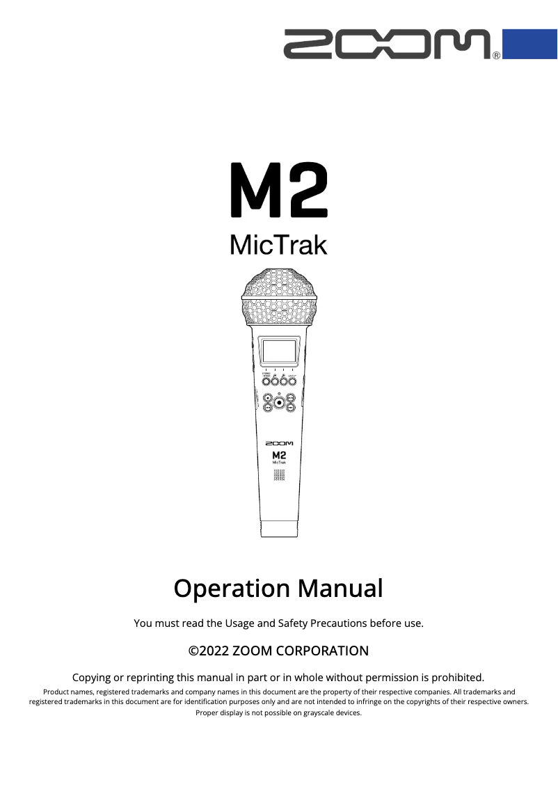 First page image of the manual for M2 MicTrak
