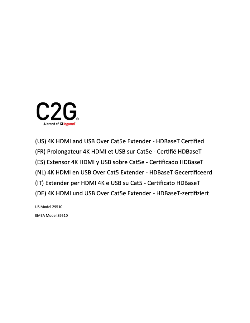 Page 1 of the manual User Manual C2G 29510