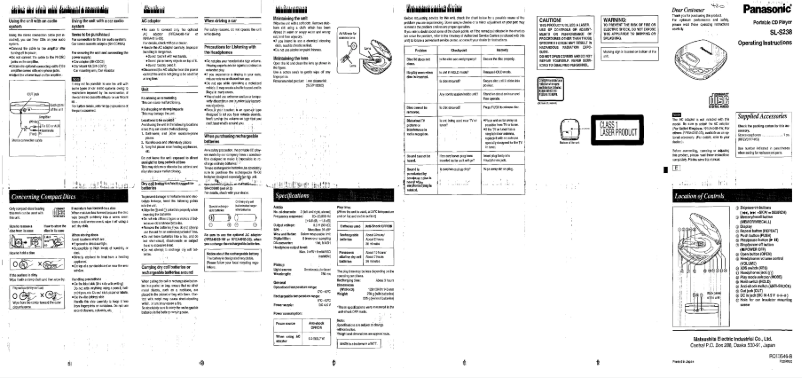 First page image of the manual for SL-S238