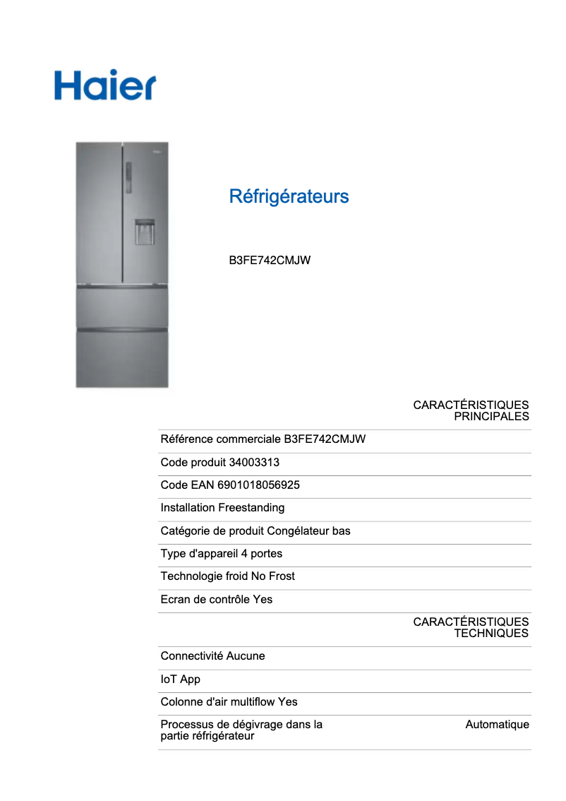 First page image of the manual for B3FE742CMJW