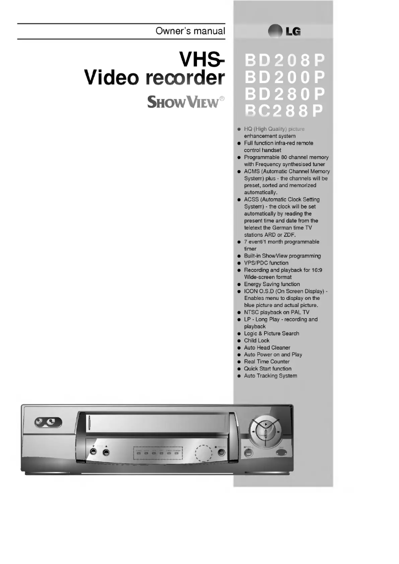 First page image of the manual for ShowView BD200P