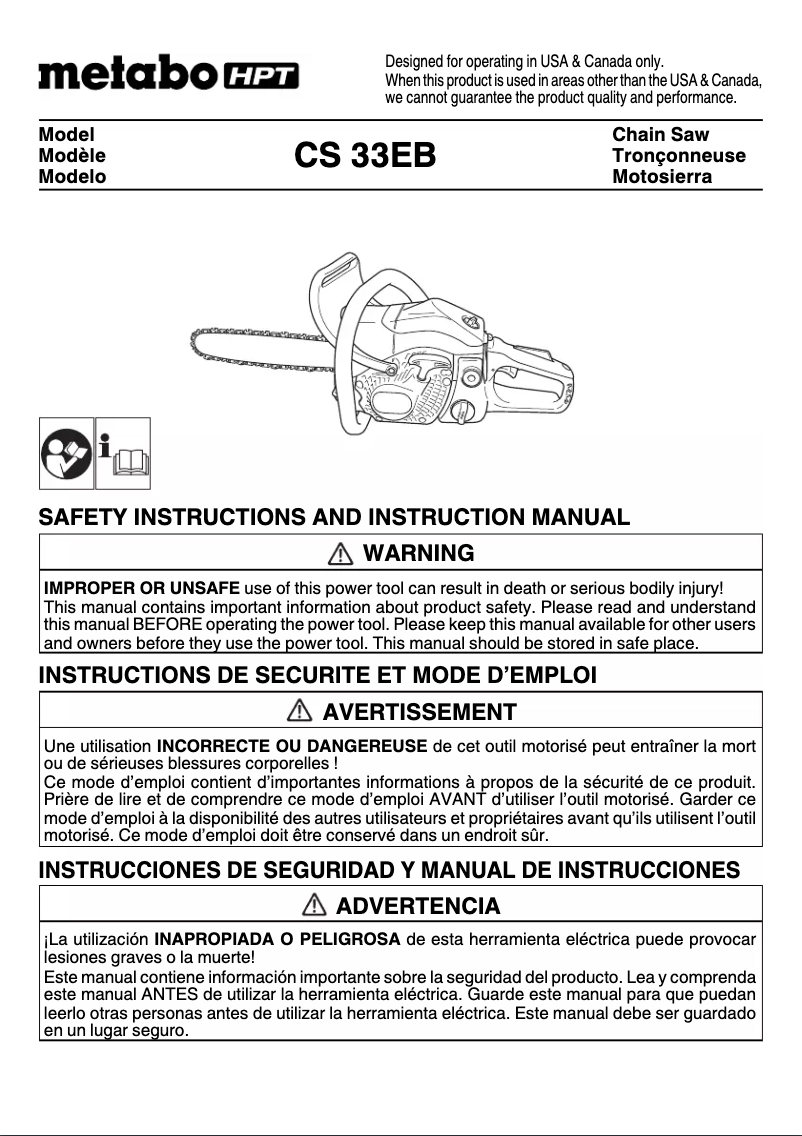 Page 1 of the manual User Manual Metabo CS 33EB