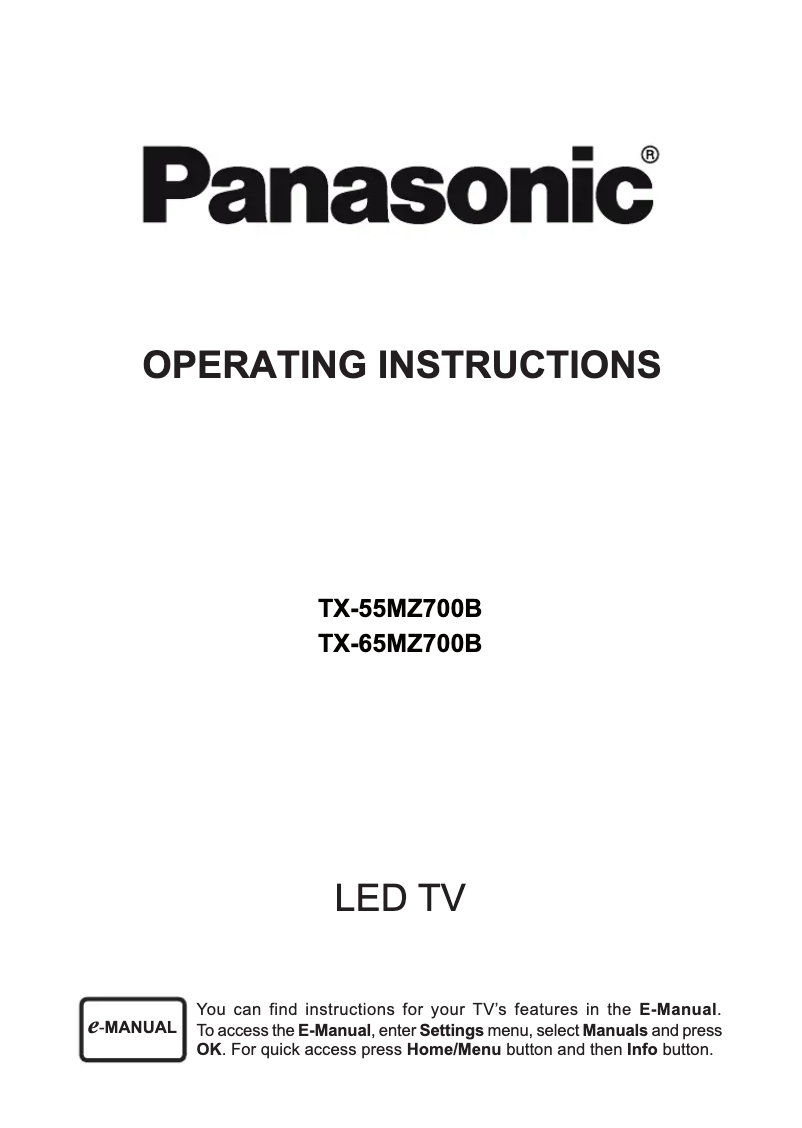 Page 1 of the manual User Manual Panasonic TX-65MZ700B