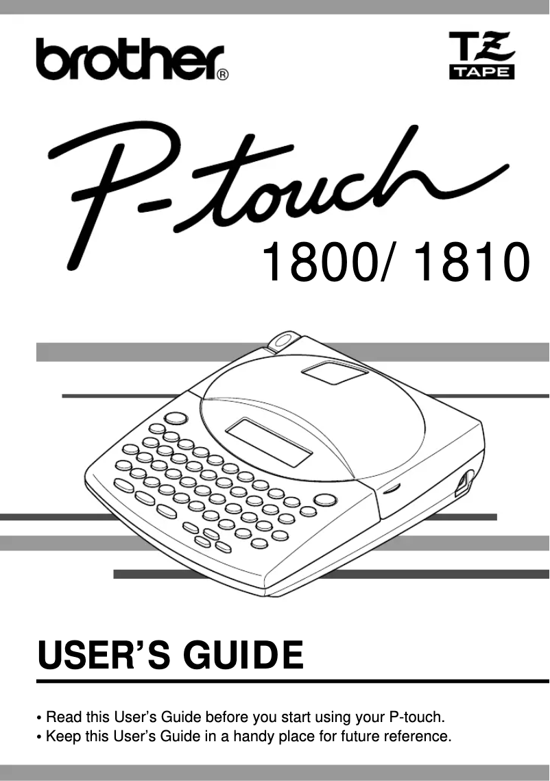 First page image of the manual for P-Touch 1800