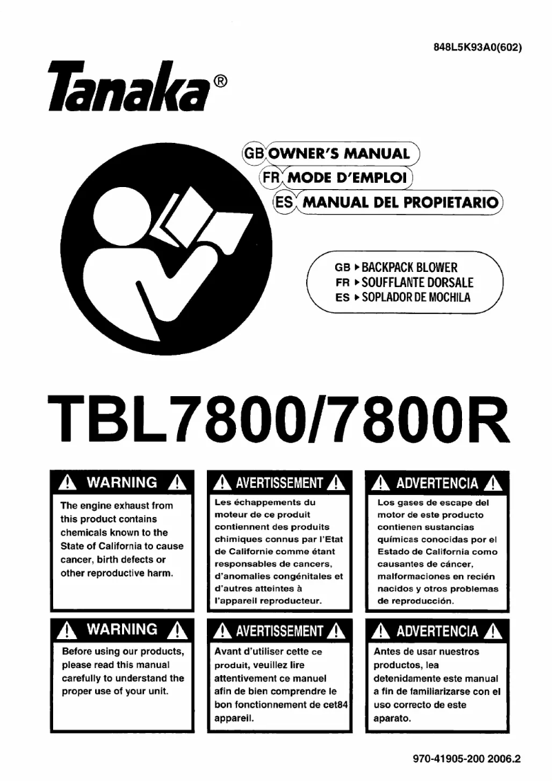 First page image of the manual for TBL-7800