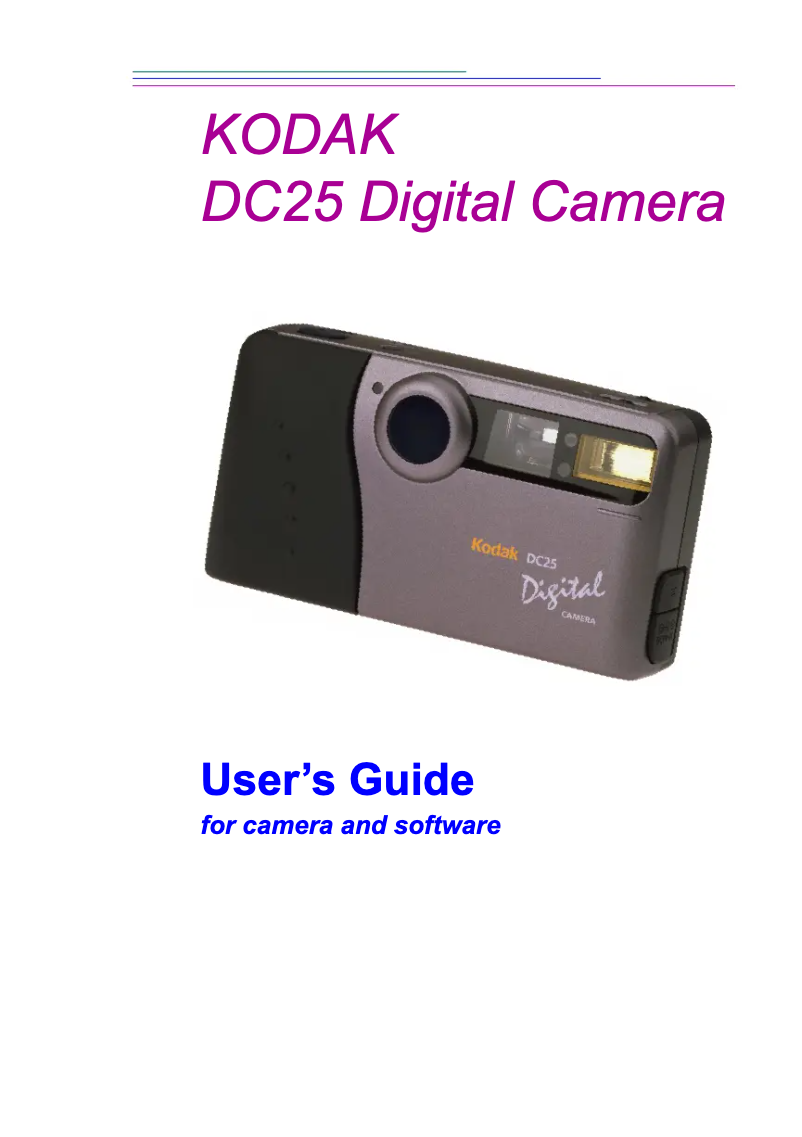 Page 1 of the manual User Manual Kodak DC25