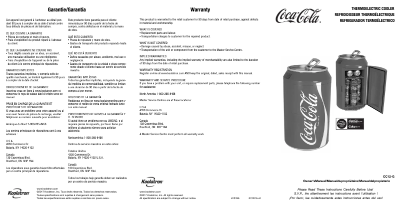 Page 1 of the manual User Manual Coca-Cola CC12-G