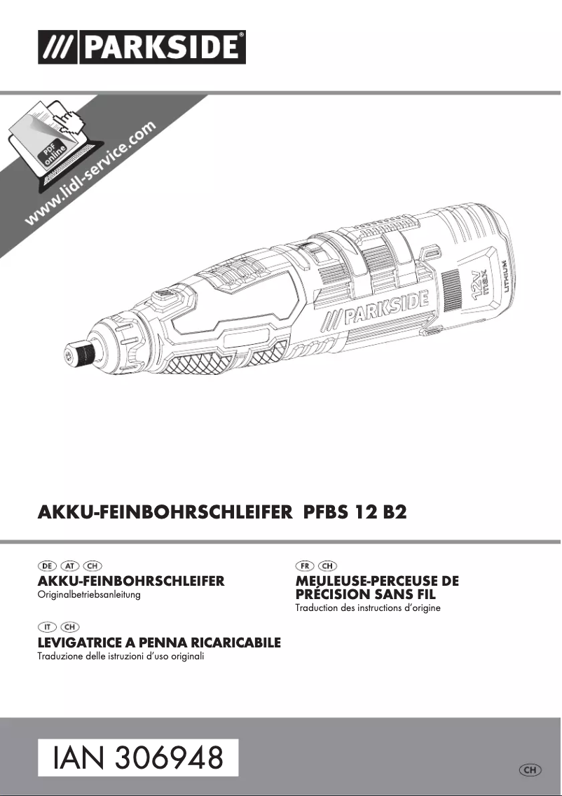 Page 1 of the manual User Manual Parkside PFBS 12 B2