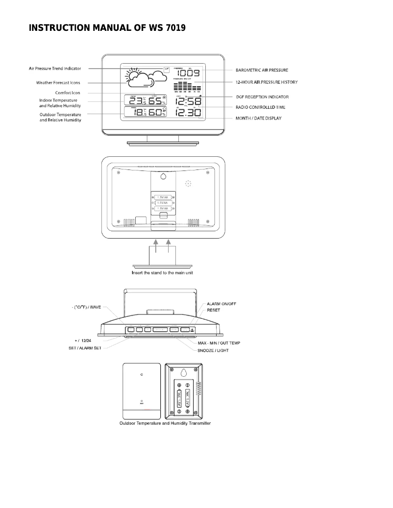 First page image of the manual for WS 7019