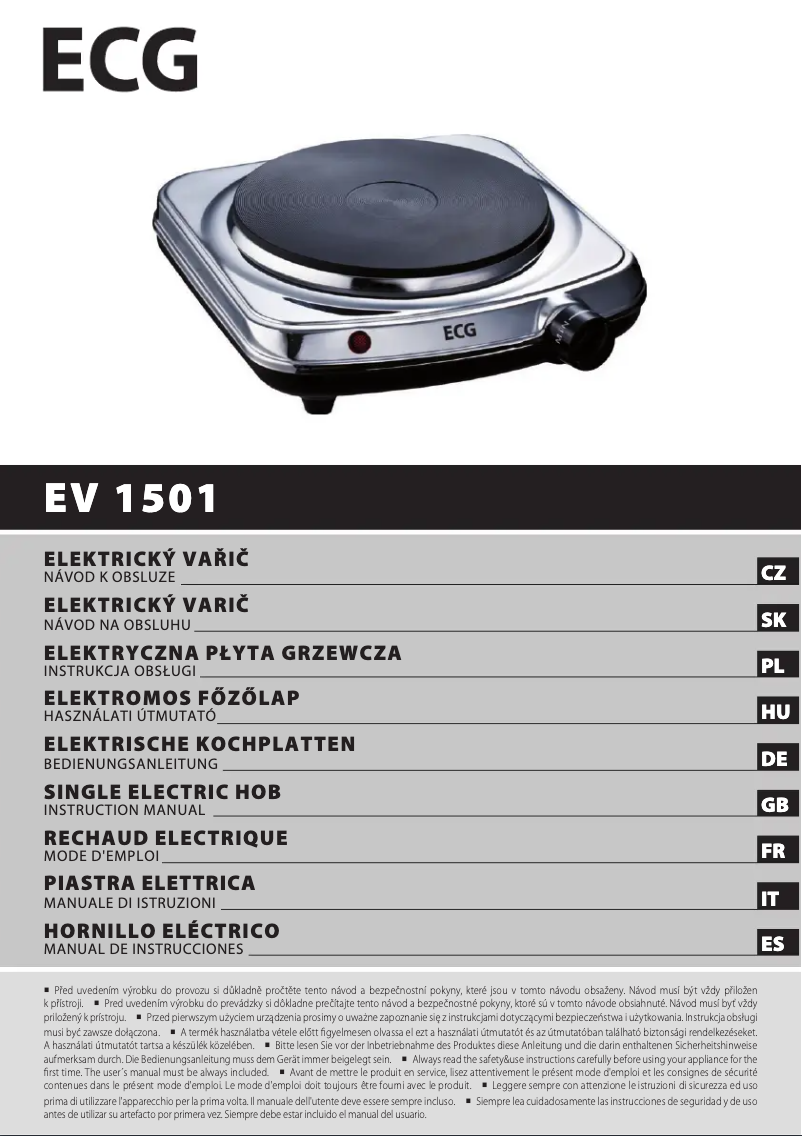 Page 1 of the manual User Manual ECG EV 1501