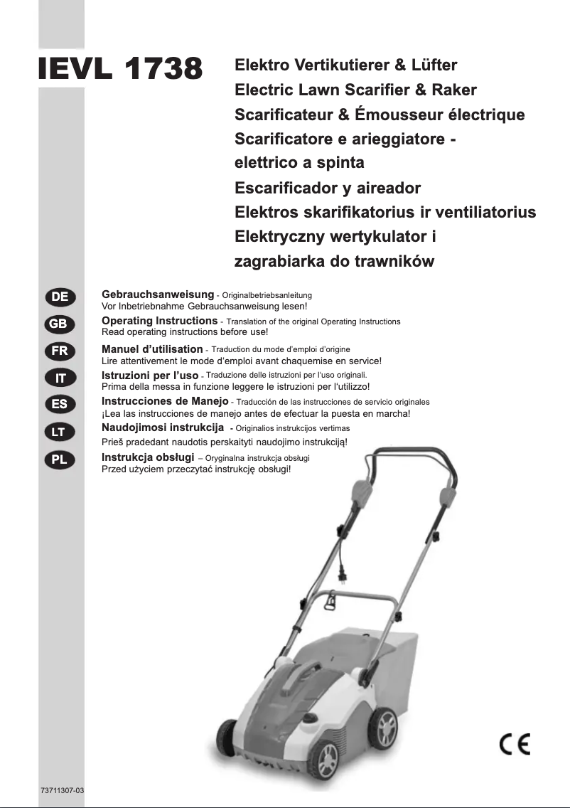 First page image of the manual for IEVL 1738