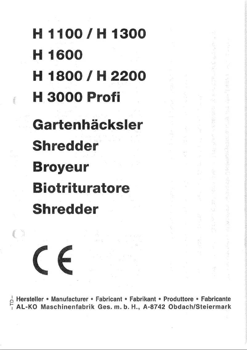First page image of the manual for H 1600