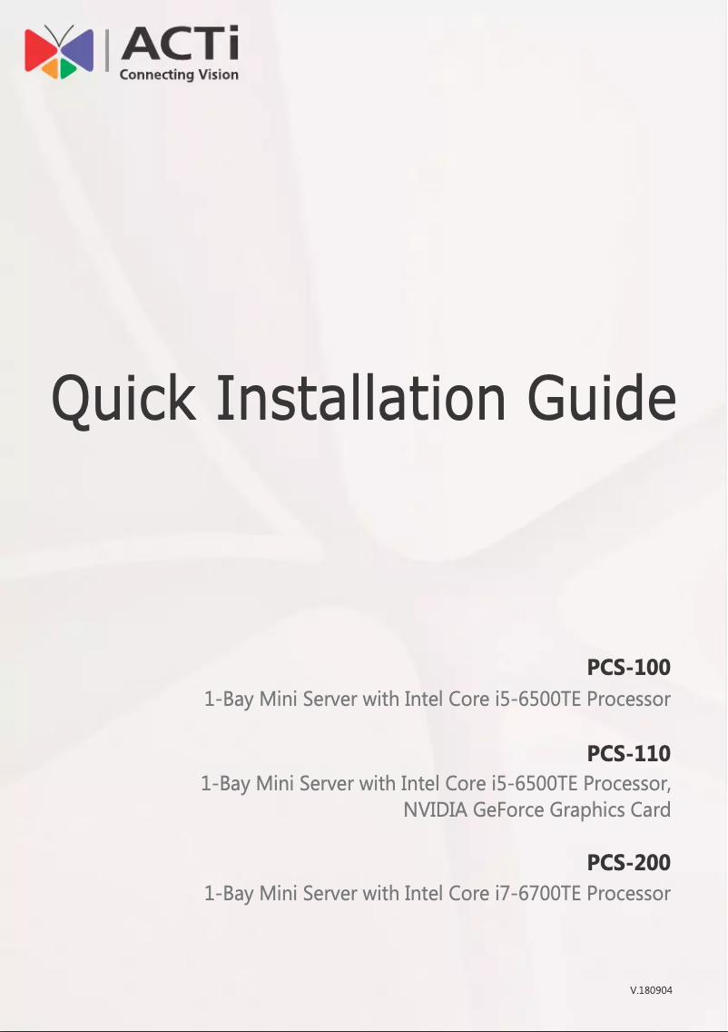First page image of the manual for PCS-200