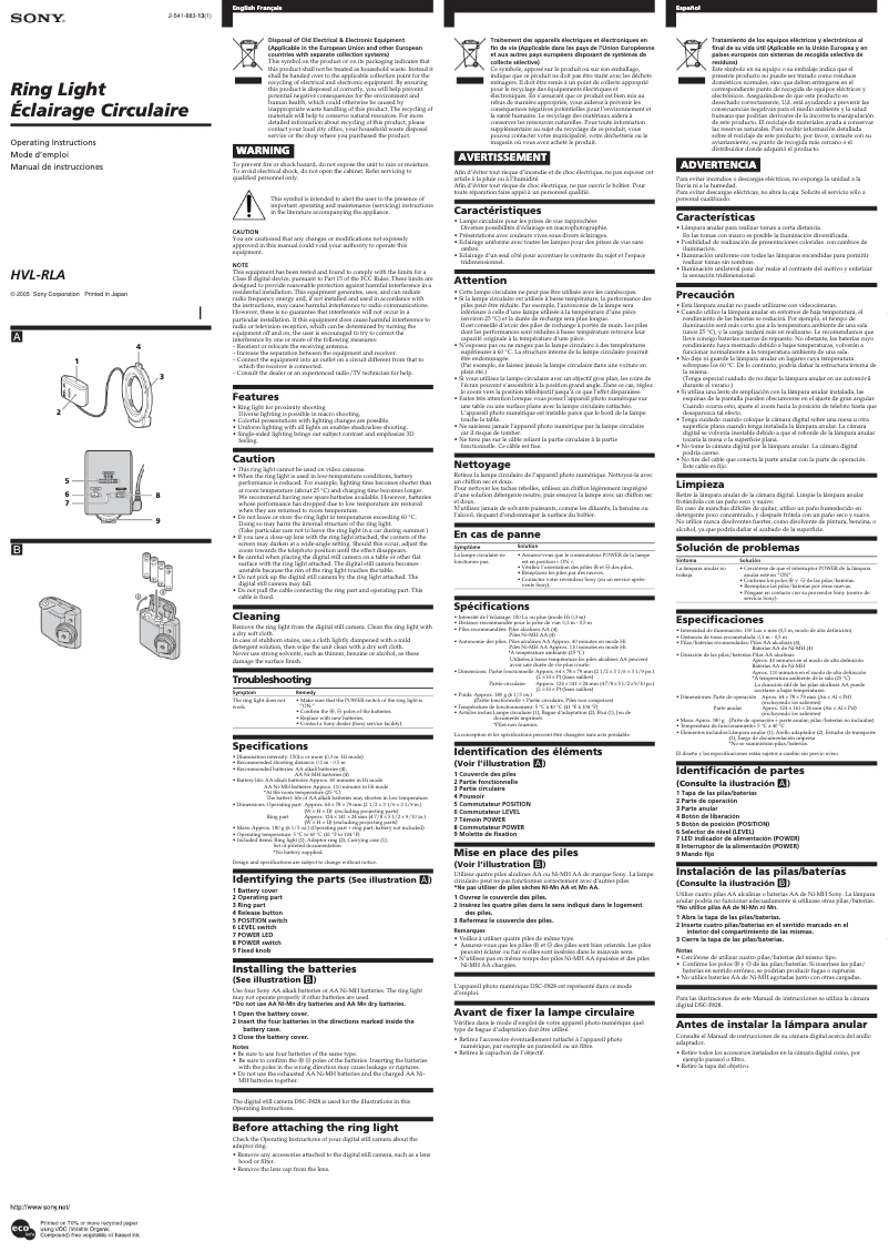 First page image of the manual for HVL-RLA