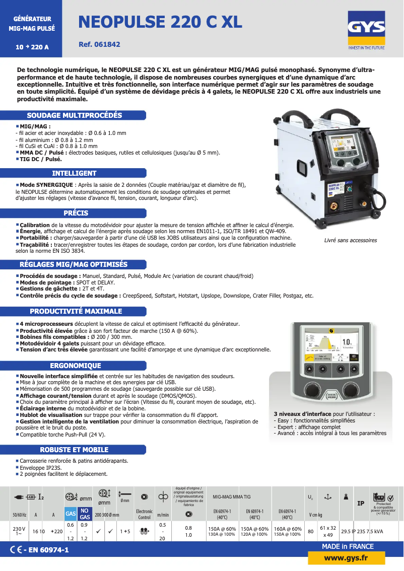 First page image of the manual for Neopulse 220 C XL