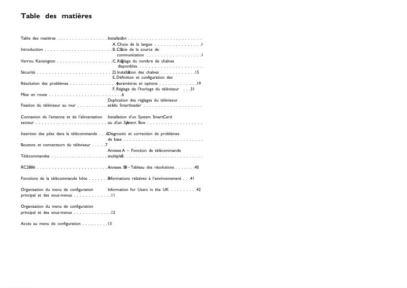 First page image of the manual for 42HF7845