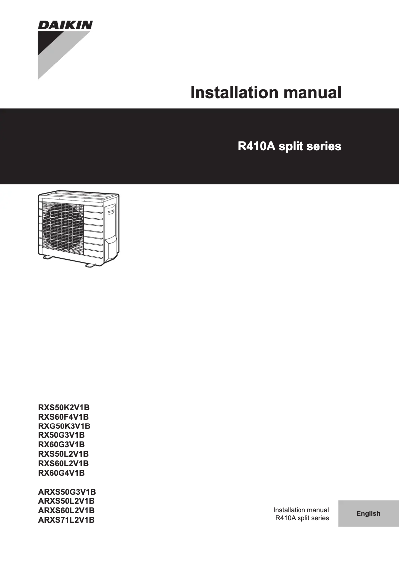 Page 1 of the manual User Manual Daikin RX50G3V1B