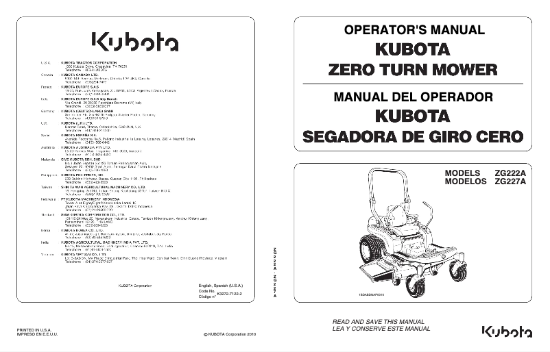 First page image of the manual for ZG227LA-60