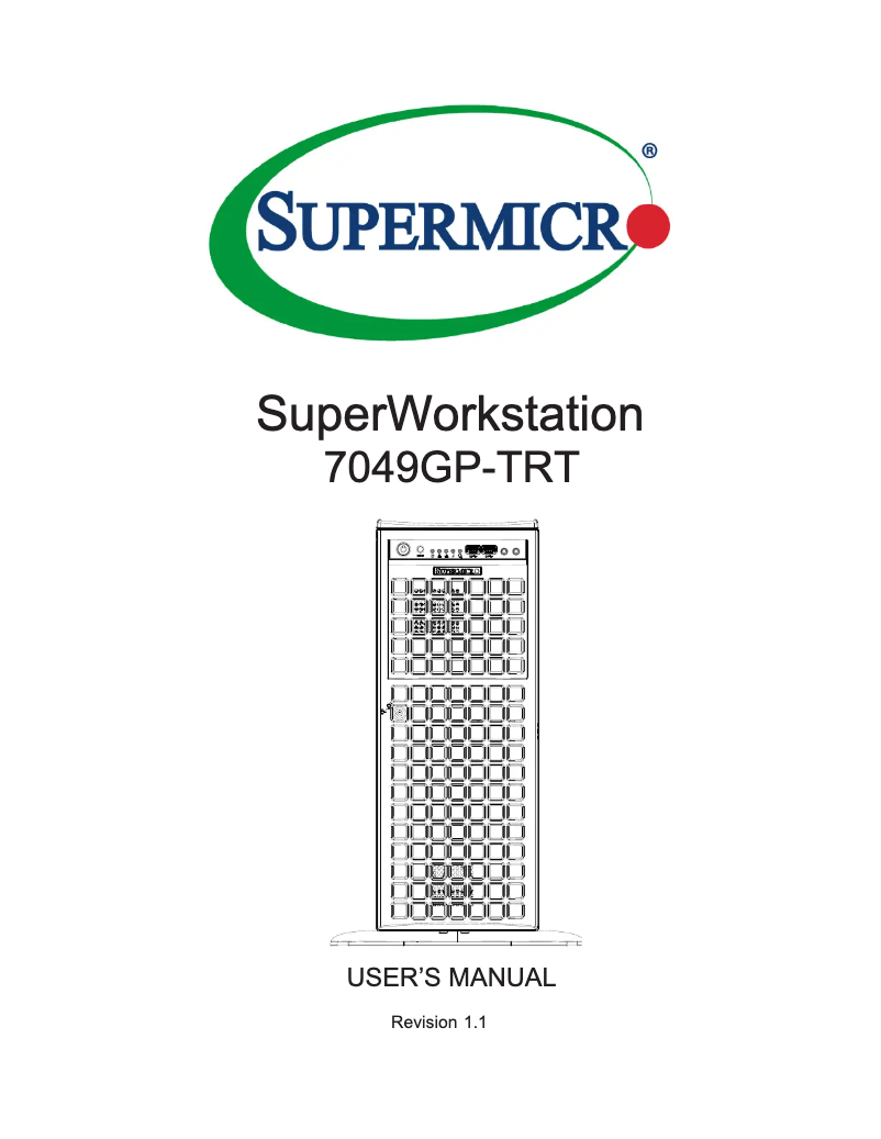 First page image of the manual for SuperWorkstation 7049GP-TRT