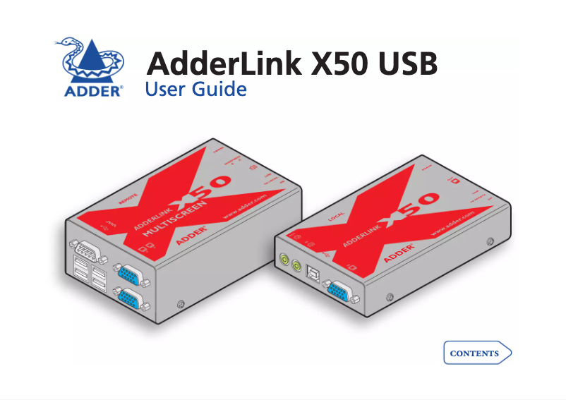 First page image of the manual for ADDERLink X50