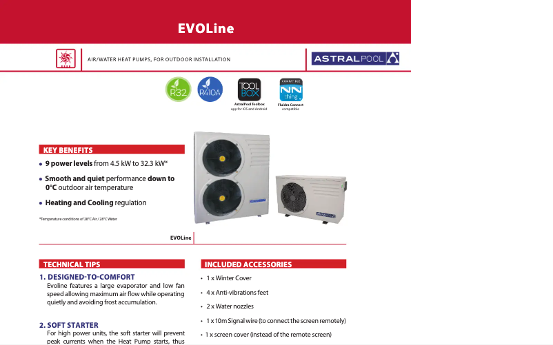 Page 1 of the manual Technical Sheet AstralPool EvoLine