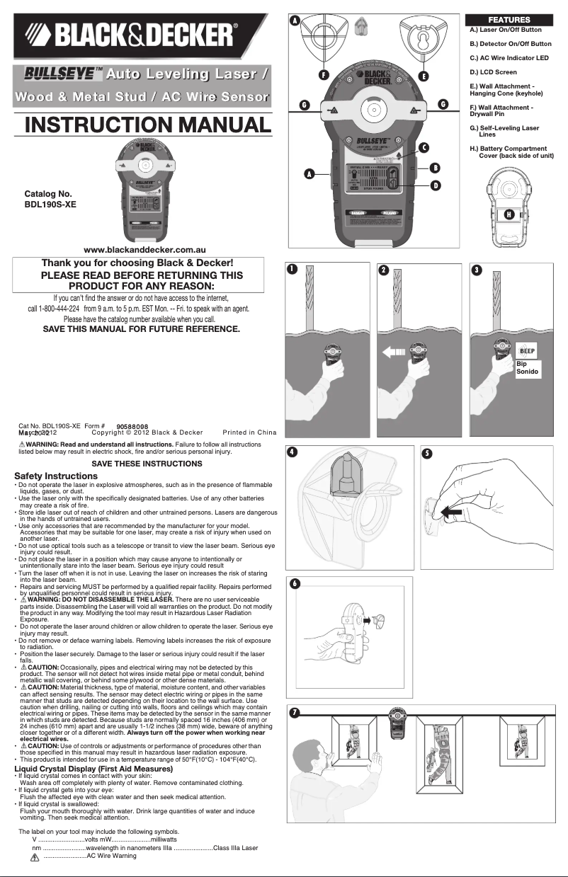 Page 1 of the manual User Manual Black & Decker BDL190S