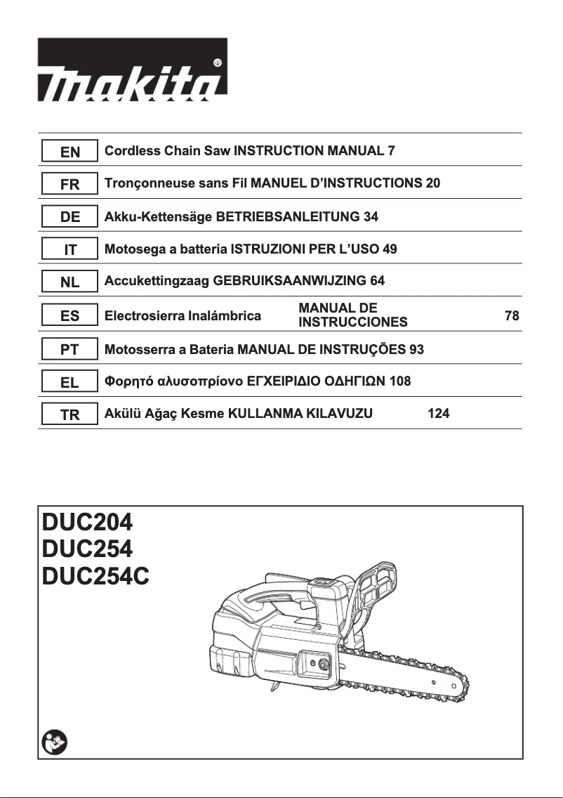 Page 1 of the manual User Manual Makita DUC254Z